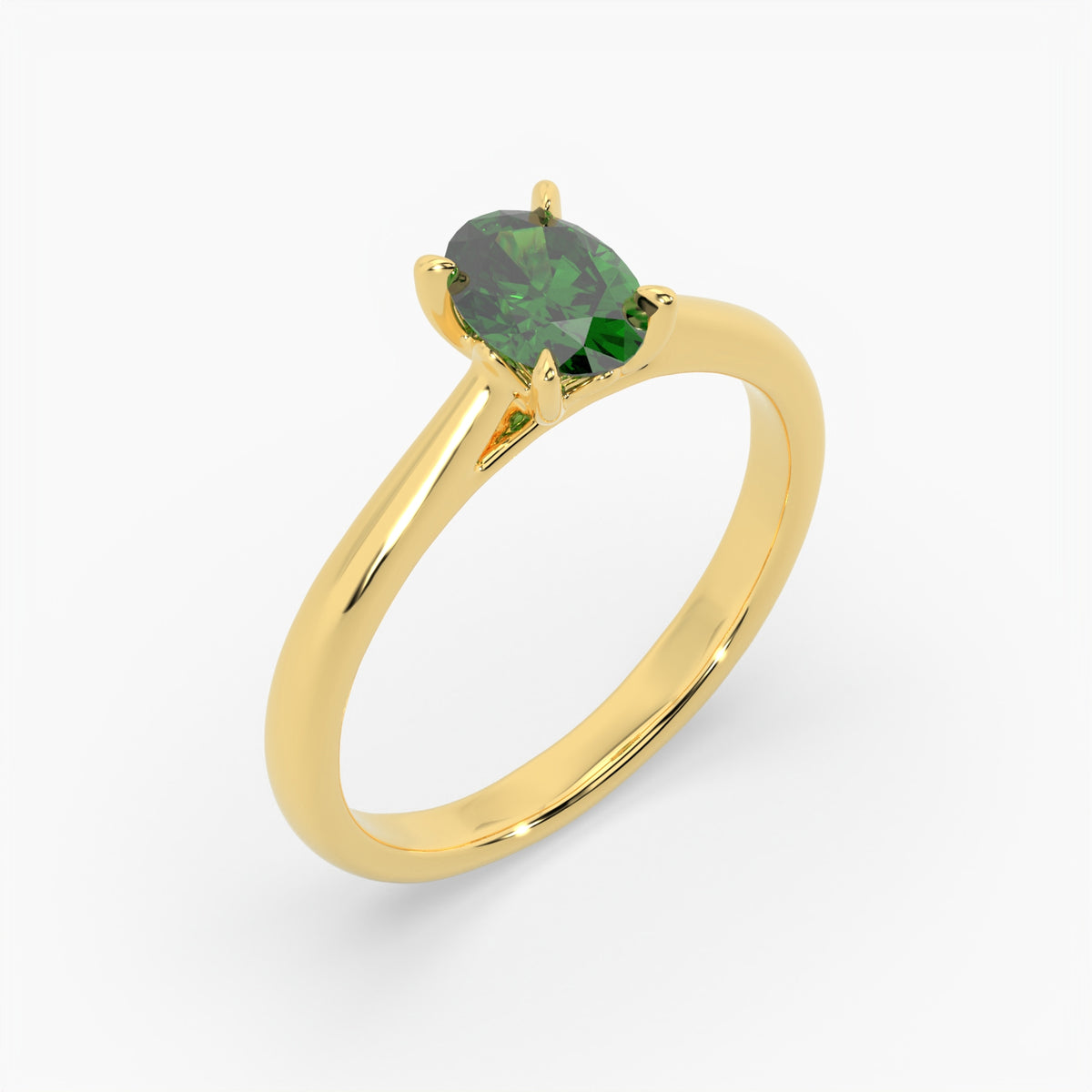 Oval Emerald Yellow Gold Engagement Ring, Lotus Cathedral Solitaire | RX10001EM