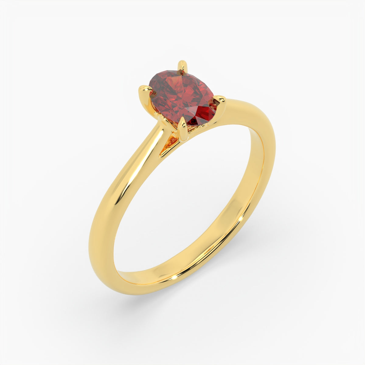 Oval Ruby Yellow Gold Engagement Ring, Lotus Cathedral Solitaire | RX10001RU