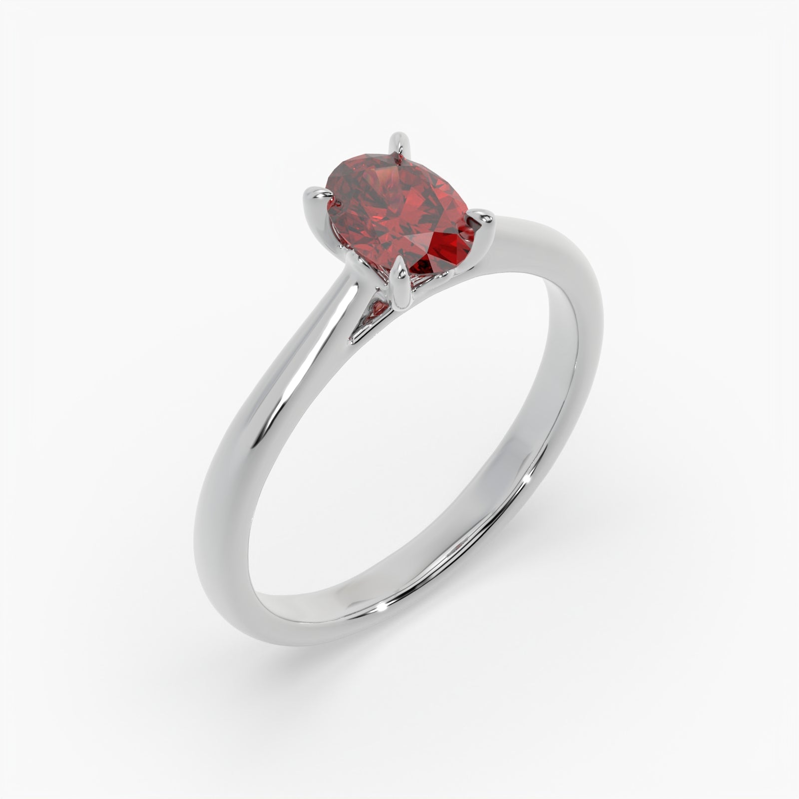 Oval Ruby Platinum Engagement Ring, Lotus Cathedral Solitaire | RX10001RU