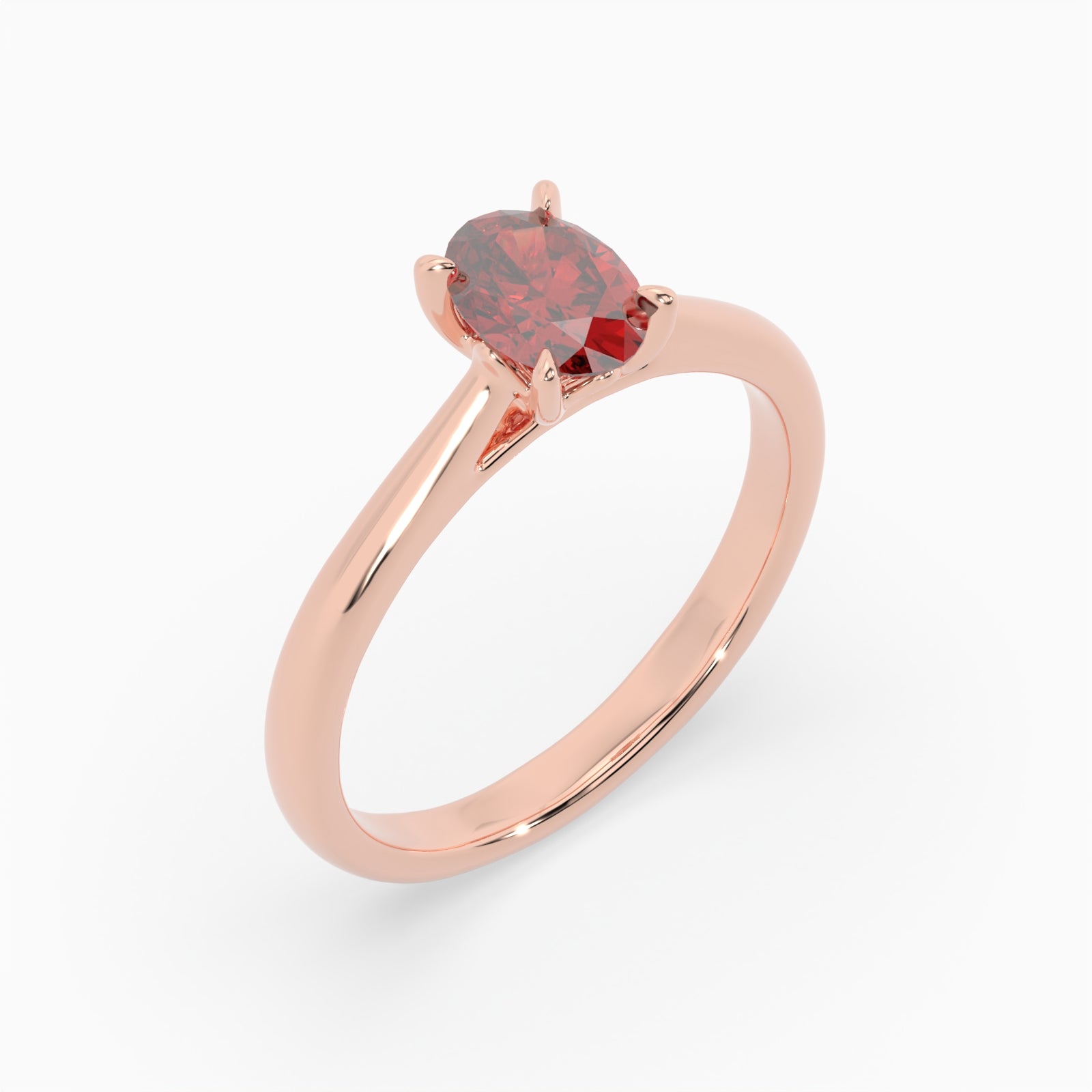 Oval Ruby Rose Gold Engagement Ring, Lotus Cathedral Solitaire | RX10001RU
