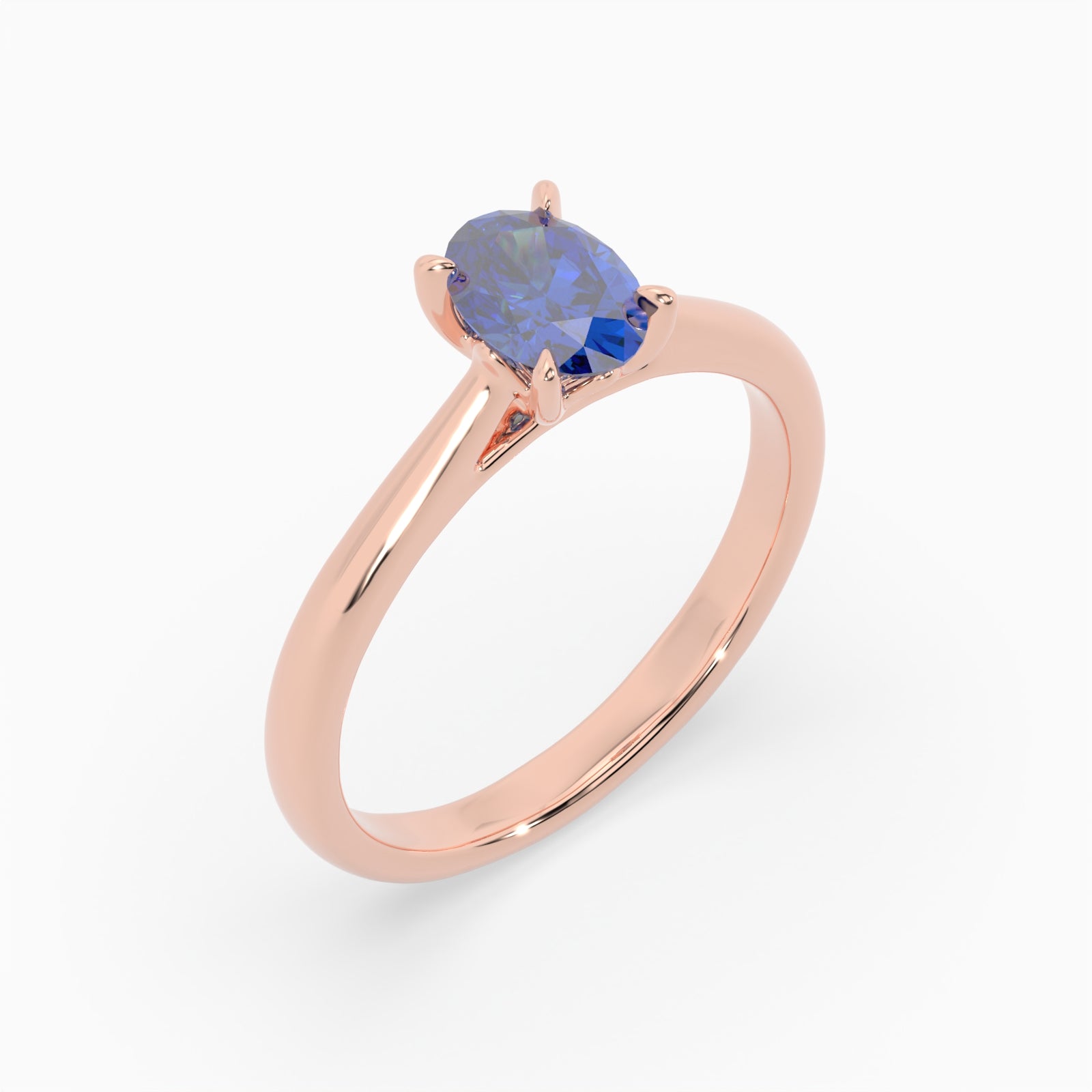 Oval Blue Sapphire Rose Gold Engagement Ring, Lotus Cathedral Solitaire | RX10001SA