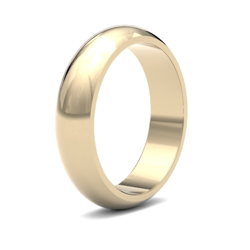 Gents D-Shape Yellow Gold Band
