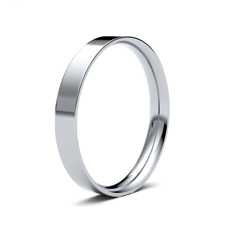 Ladies Flat Court White Gold Band