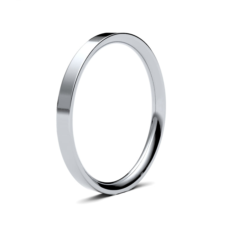 Ladies Flat Court White Gold Band