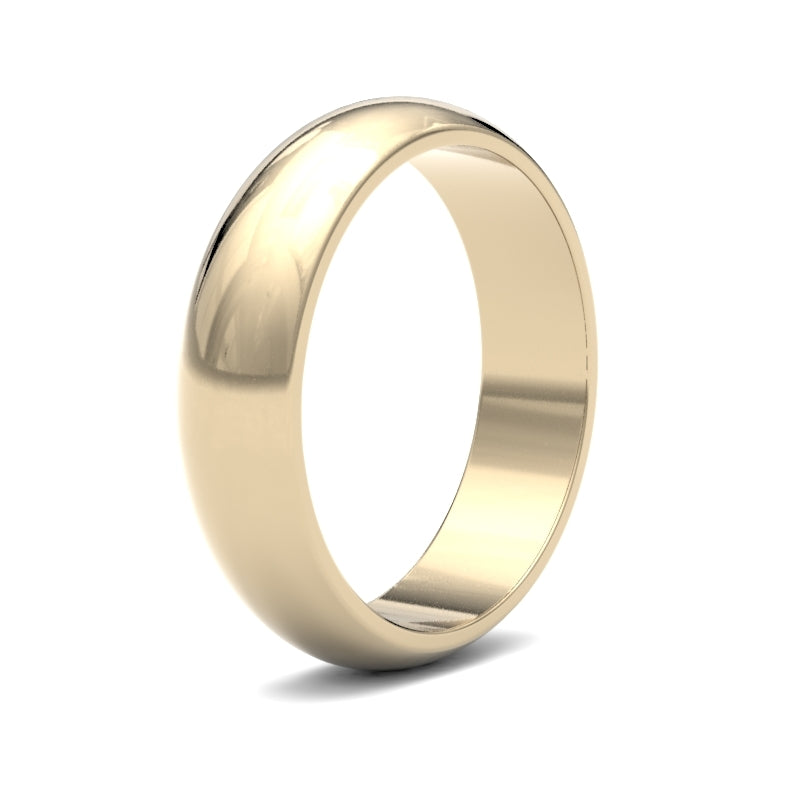 Gents D-Shape Yellow Gold Band