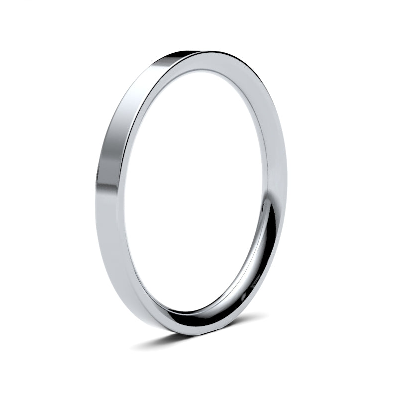 Ladies Flat Court White Gold Band