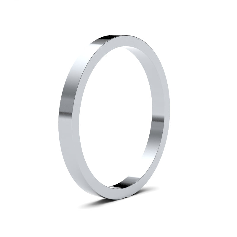 Ladies Flat White Gold Band