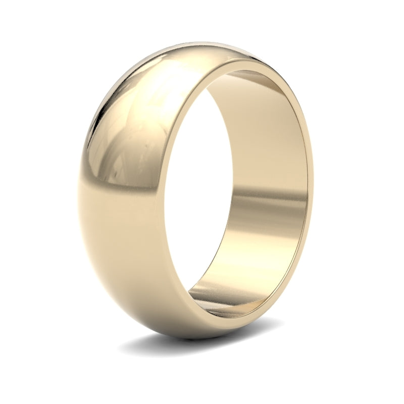 Gents D-Shape Yellow Gold Band