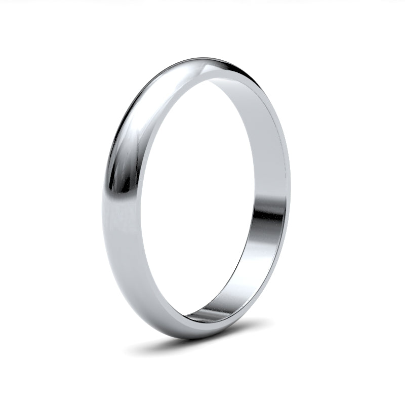 Ladies D-Shape White Gold Band