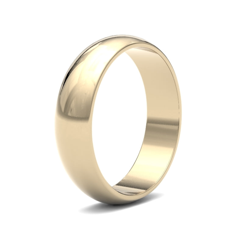 Gents D-Shape Yellow Gold Band