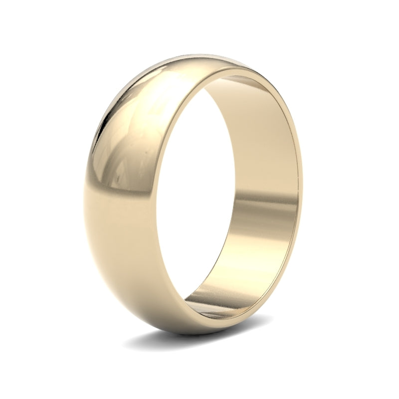 Gents D-Shape Yellow Gold Band