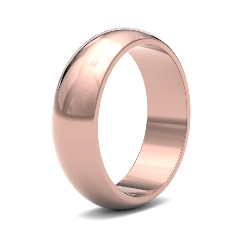 Gents D-Shape Rose Gold Band