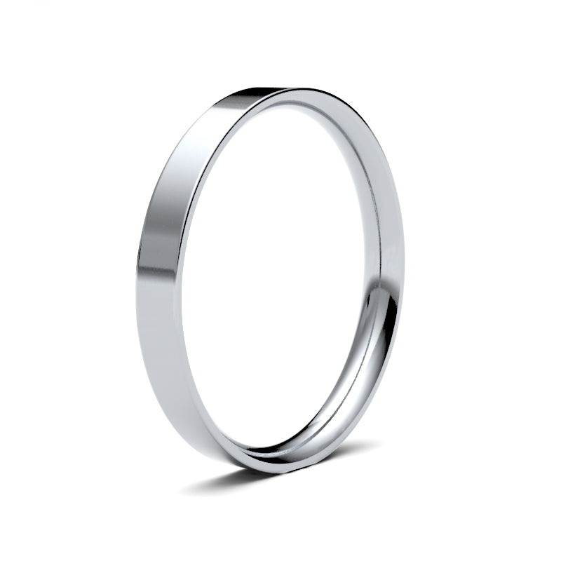 Ladies Flat Court White Gold Band