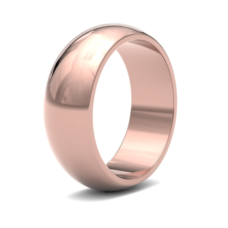Gents D-Shape Rose Gold Band