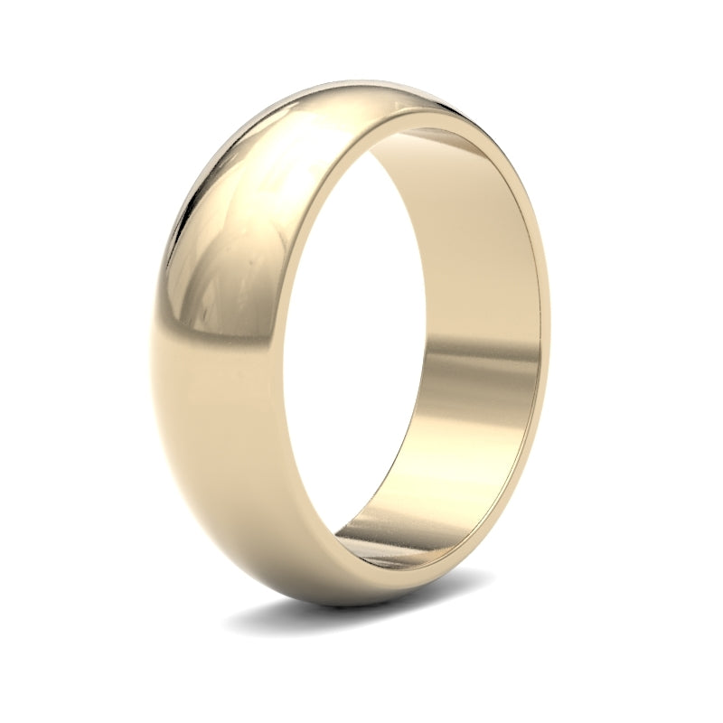 Gents D-Shape Yellow Gold Band