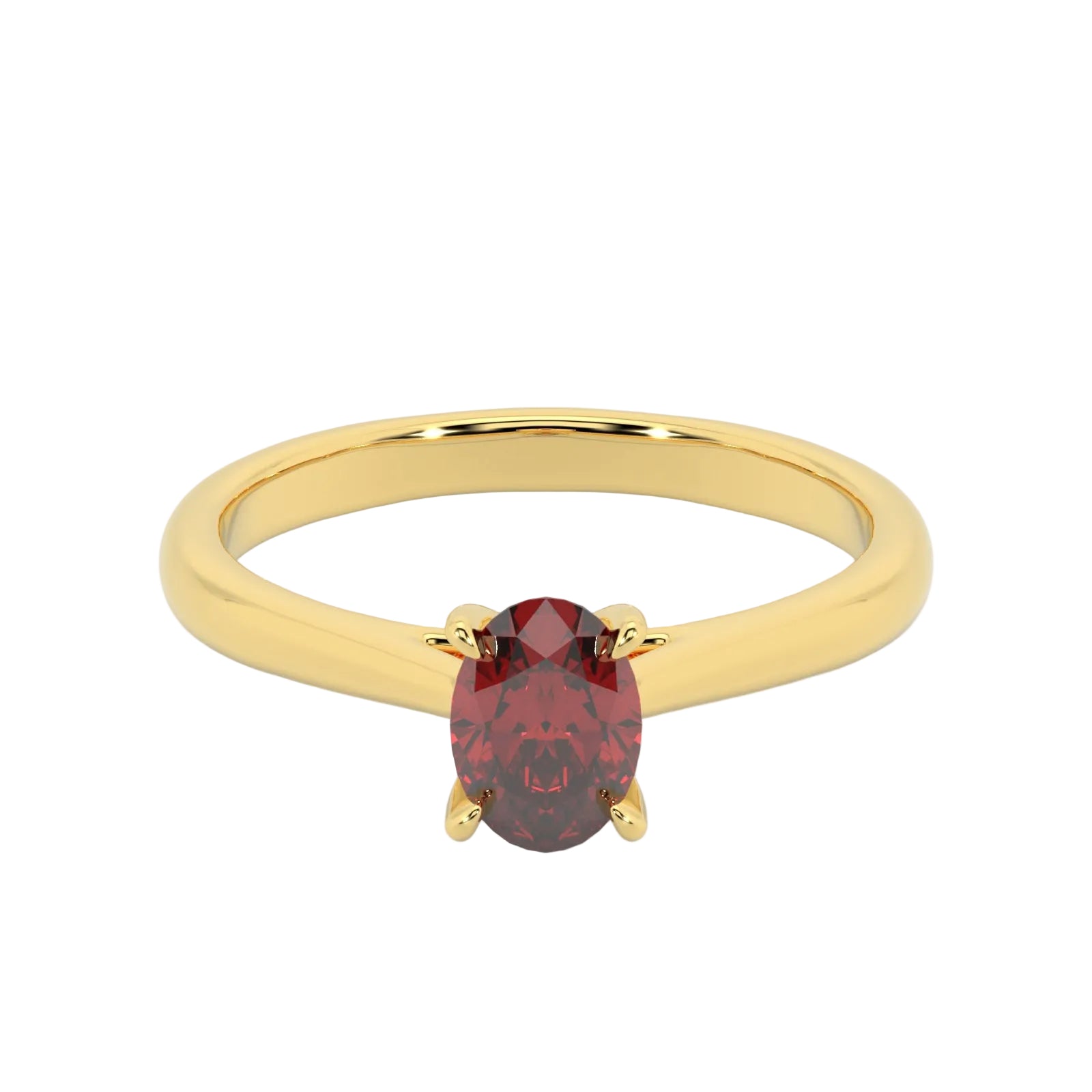 Oval Ruby Yellow Gold Engagement Ring, Lotus Cathedral Solitaire | RX10001RU