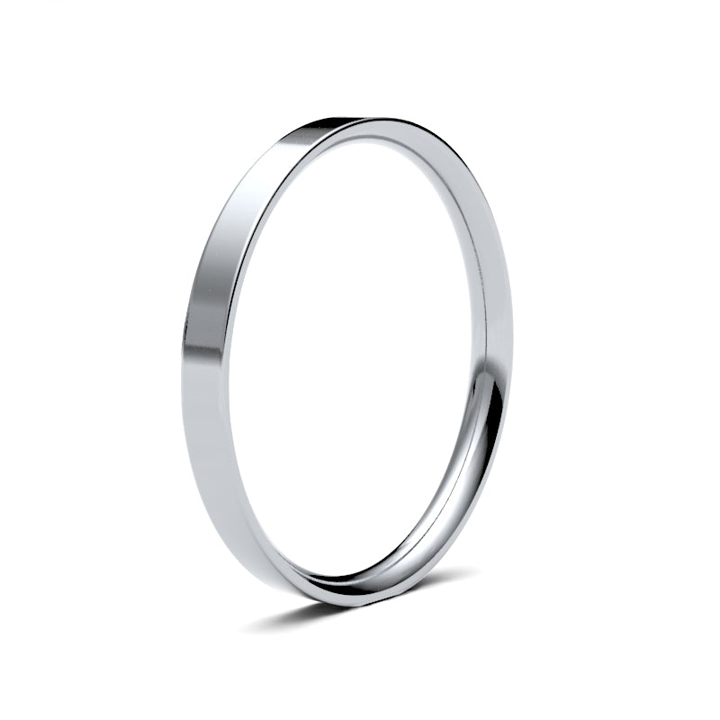 Ladies Flat Court White Gold Band