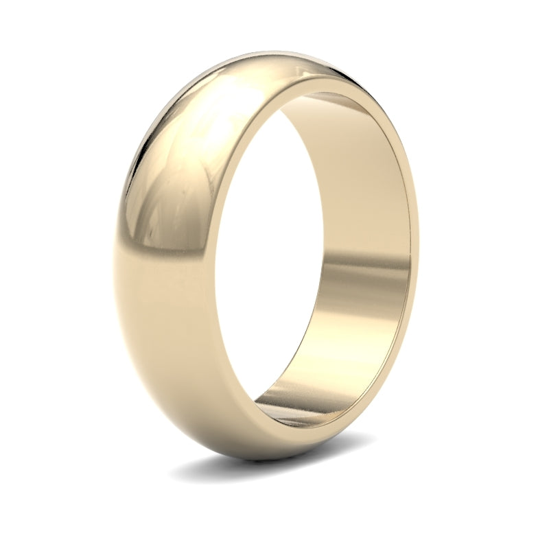 Gents D-Shape Yellow Gold Band