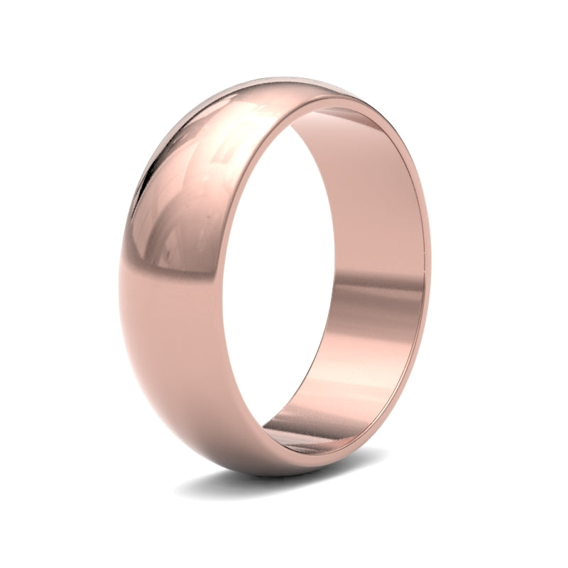 Gents D-Shape Rose Gold Band