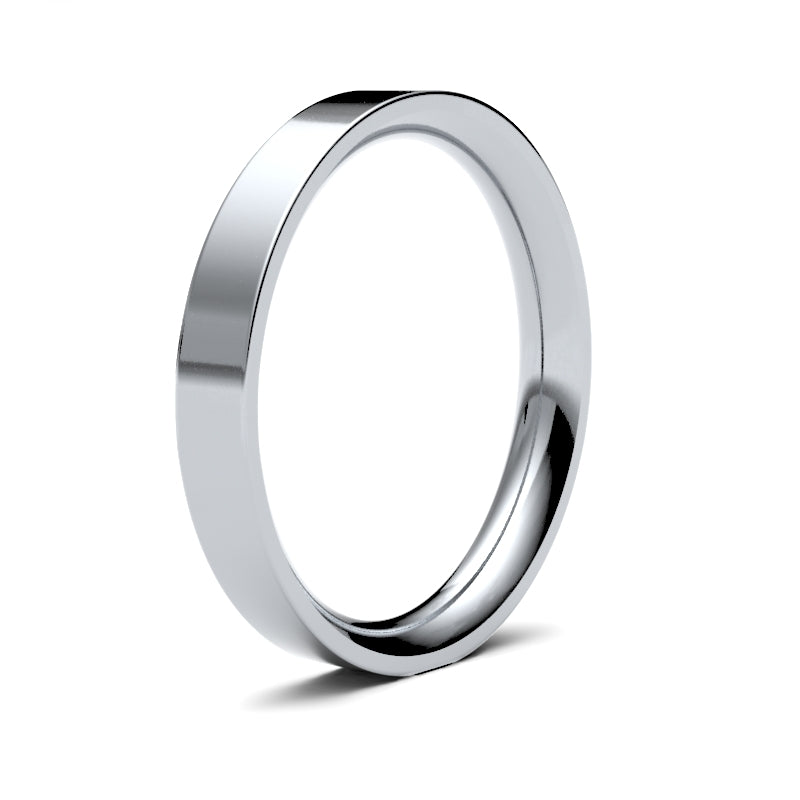 Ladies Flat Court White Gold Band