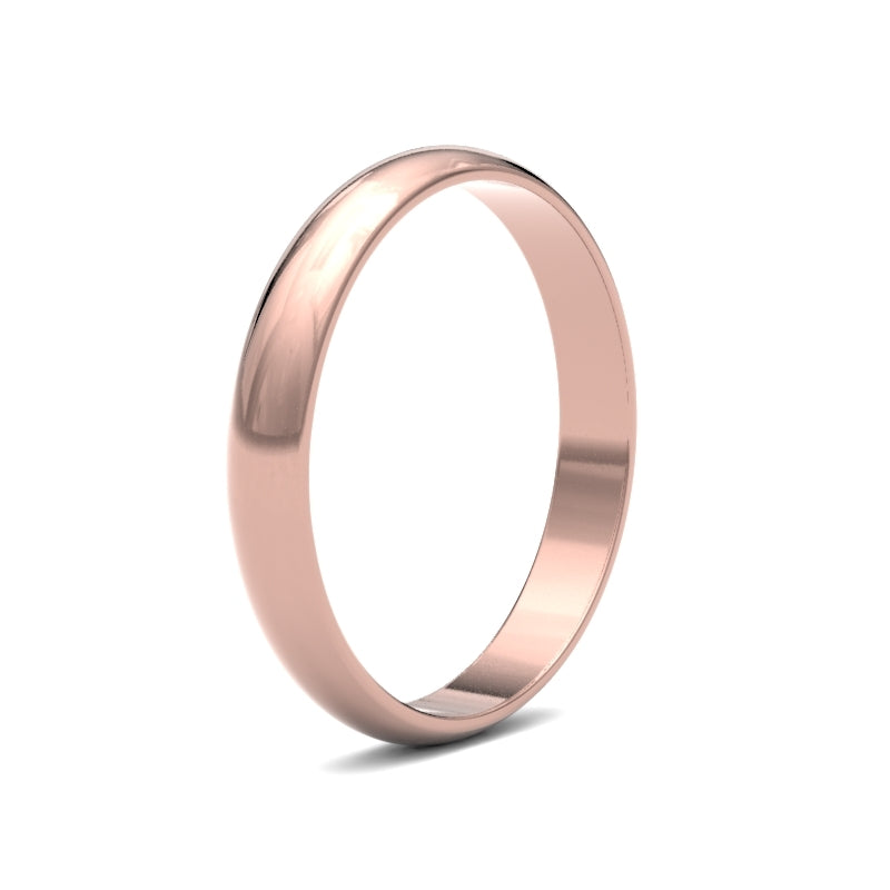 Ladies D-Shape Rose Gold Band