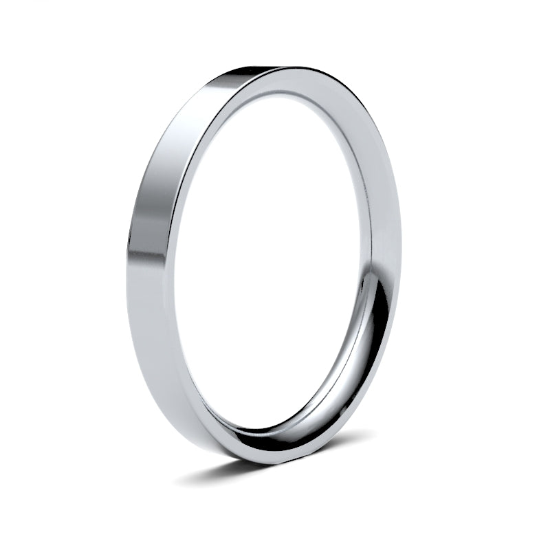 Ladies Flat Court White Gold Band
