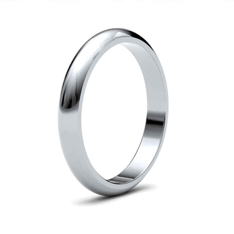Ladies D-Shape White Gold Band