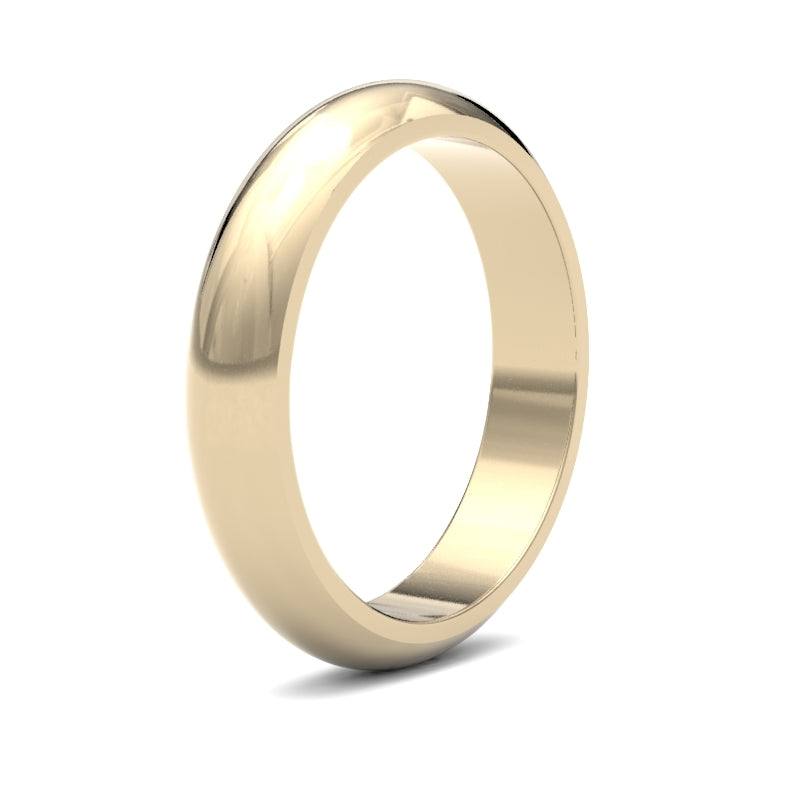Gents D-Shape Yellow Gold Band