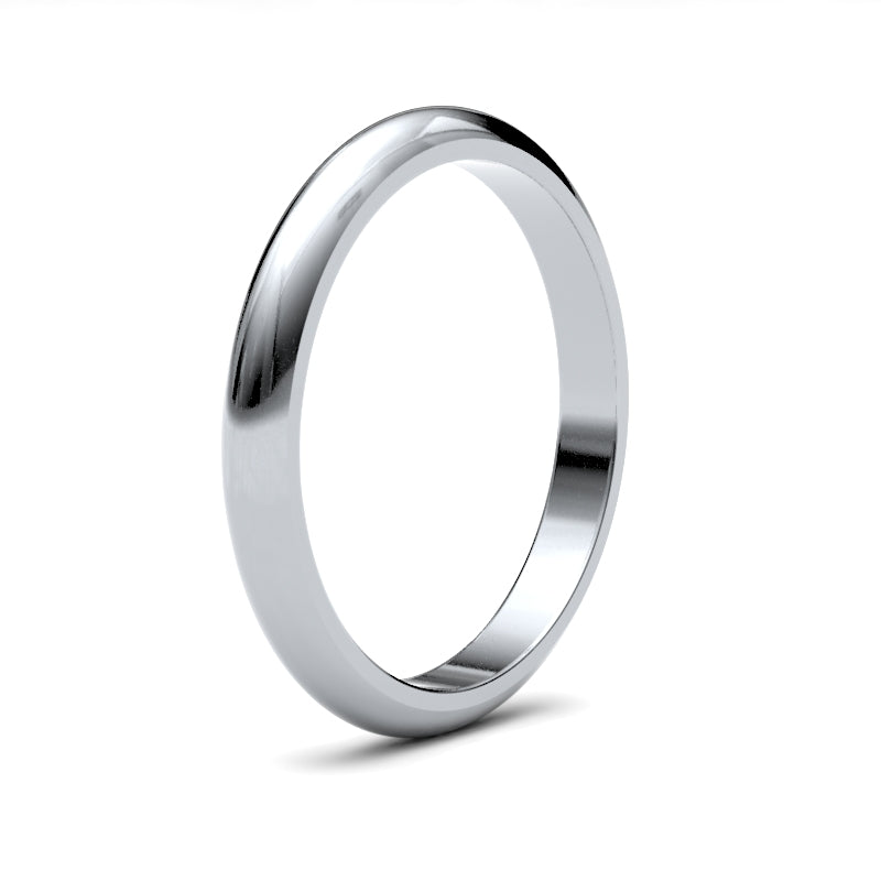 Ladies D-Shape White Gold Band