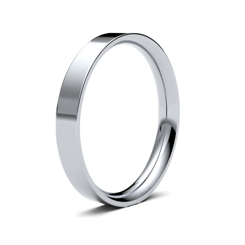 Ladies Flat Court White Gold Band
