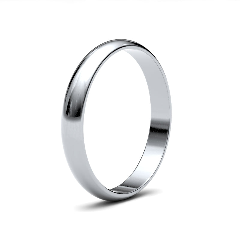 Ladies D-Shape White Gold Band