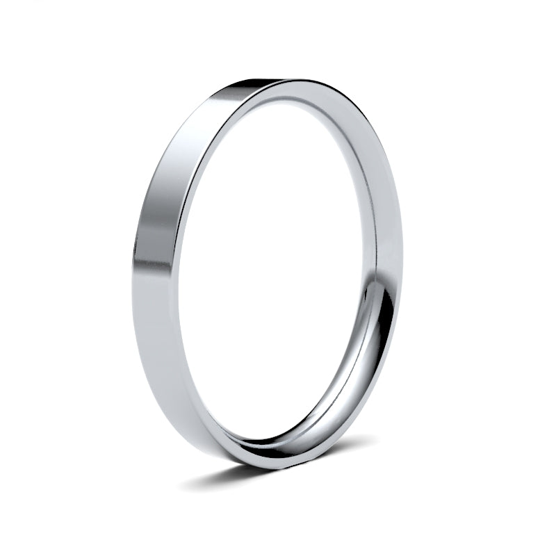 Ladies Flat Court White Gold Band