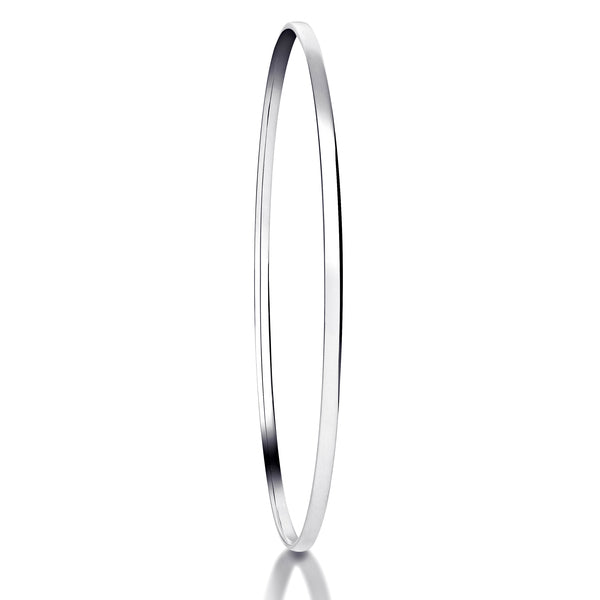 Soft Court White Gold Bangle | Plain Solid Stackable  | BG1005