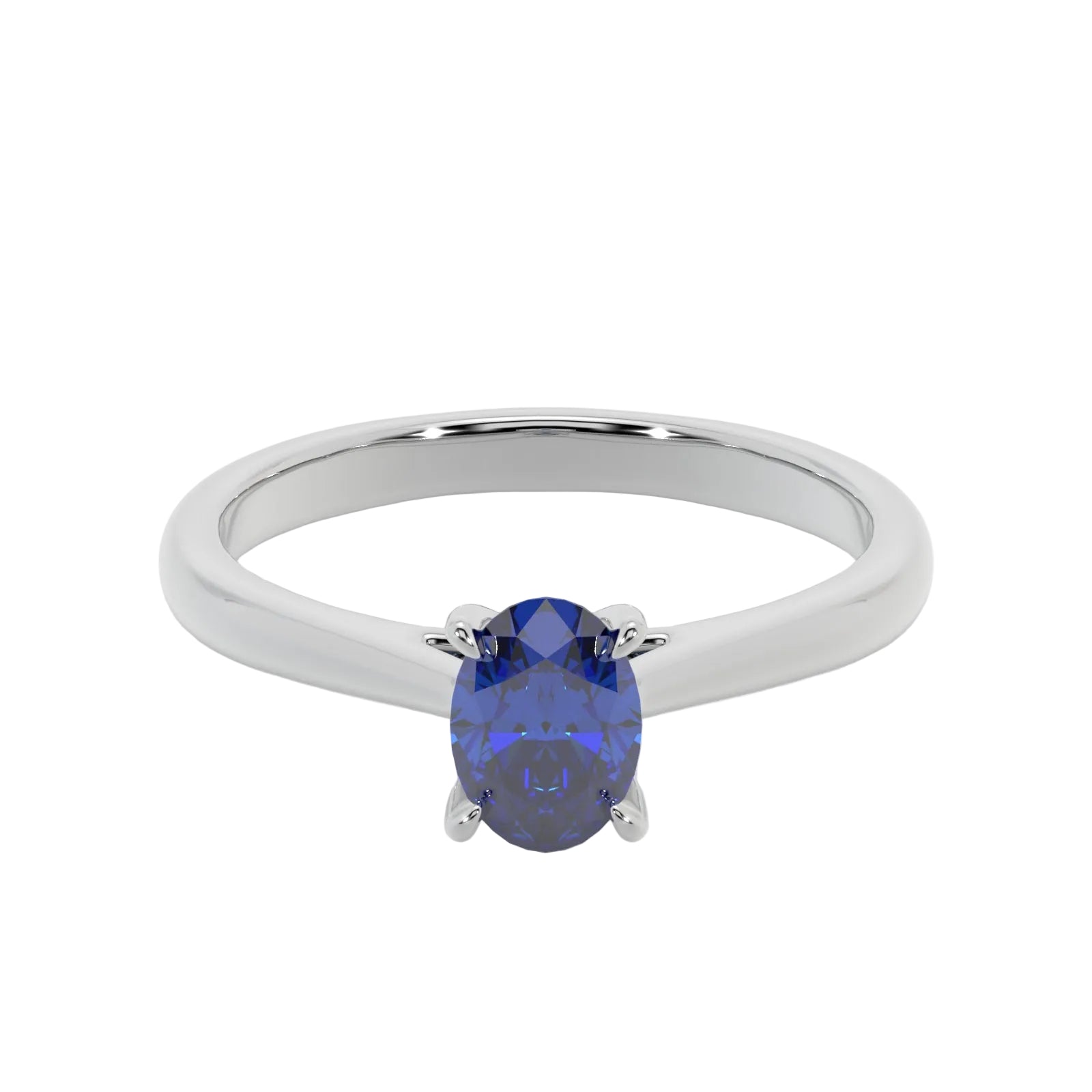 Oval Blue Sapphire Platinum Engagement Ring, Lotus Cathedral Solitaire | RX10001SA