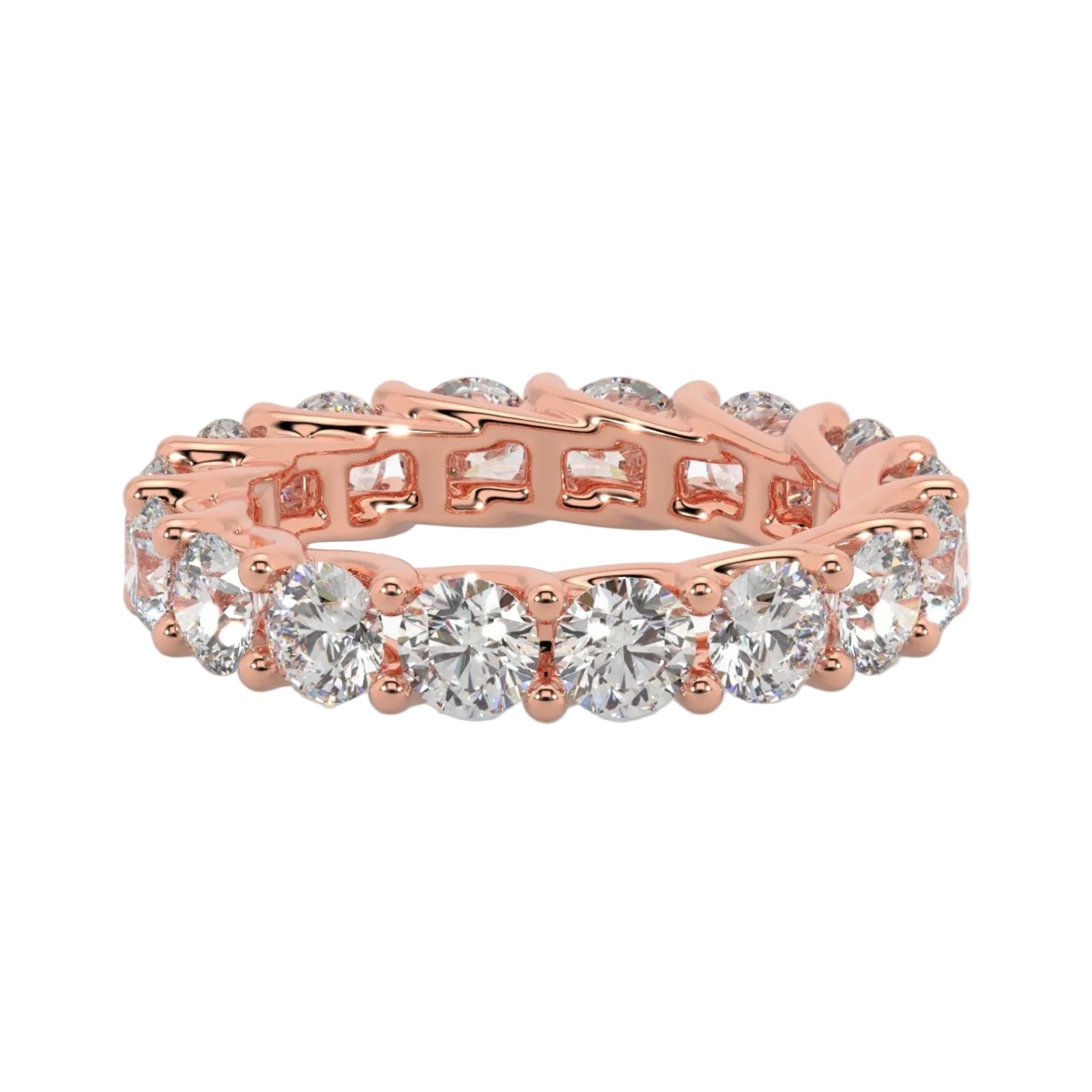 Round Diamond Ring, Shared Claw Trellis Eternity Ring | ET1238