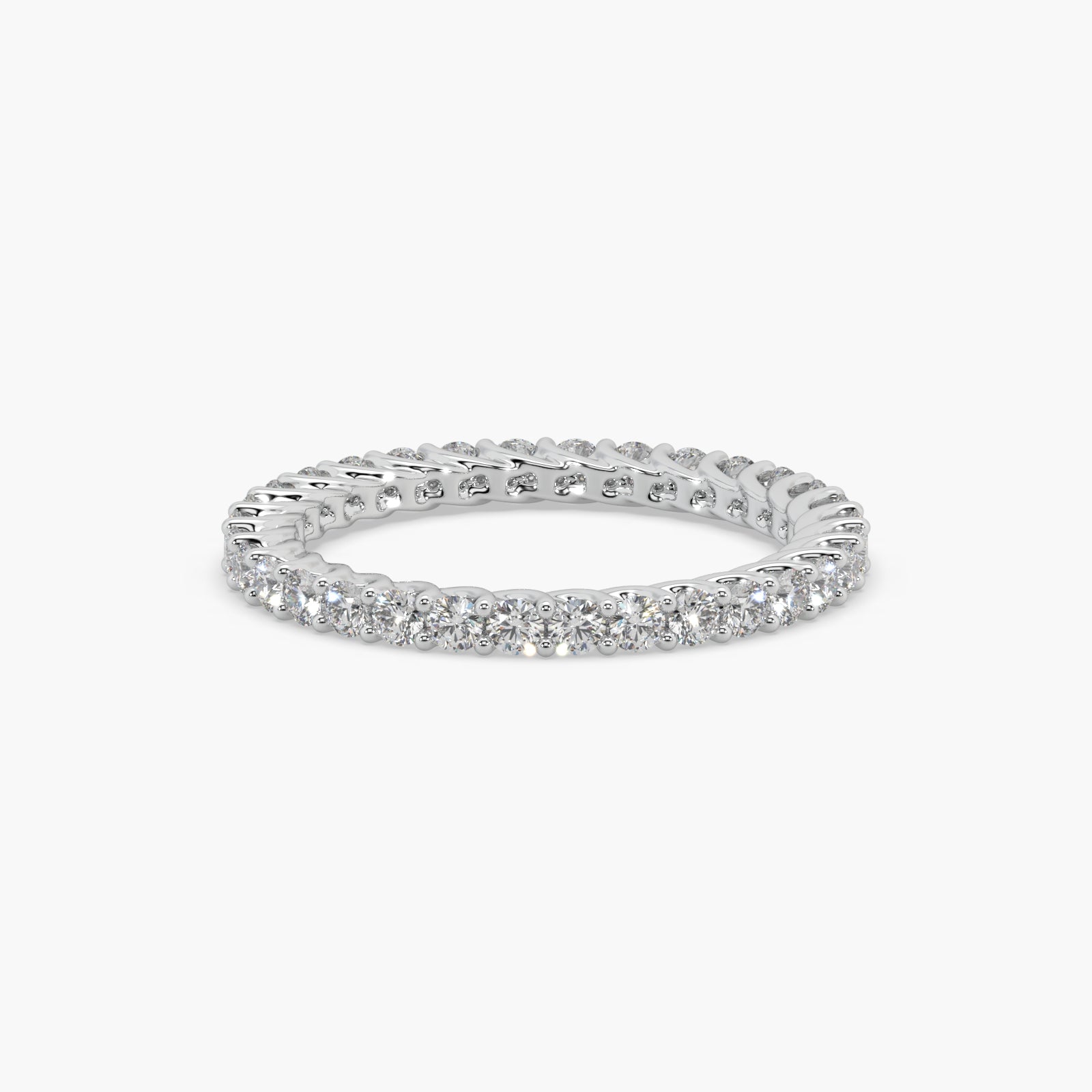 Round Diamond White Gold Ring, Shared Claw Trellis Eternity Ring | ET1238