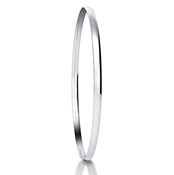Traditional Court Argentium Silver Bangle | Plain Solid Stackable  | BG1004