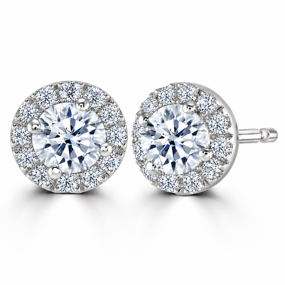 Round Diamond Halo Earrings | RE100H1
