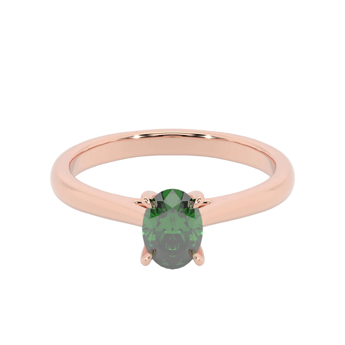 Oval Emerald Engagement Ring, Lotus Cathedral Solitaire | RX10001EM