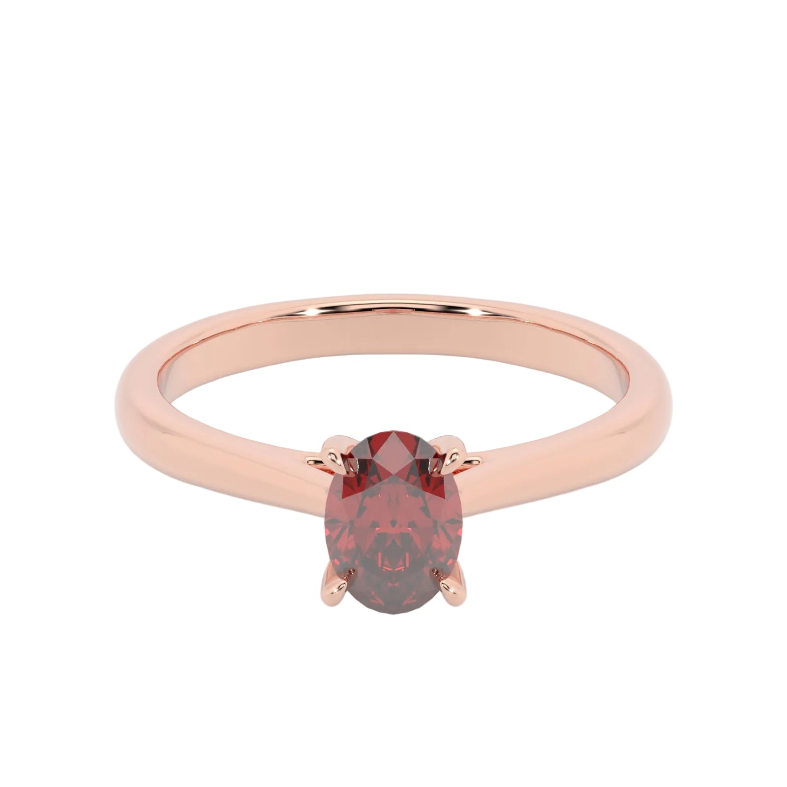 Oval Ruby Rose Gold Engagement Ring, Lotus Cathedral Solitaire | RX10001RU