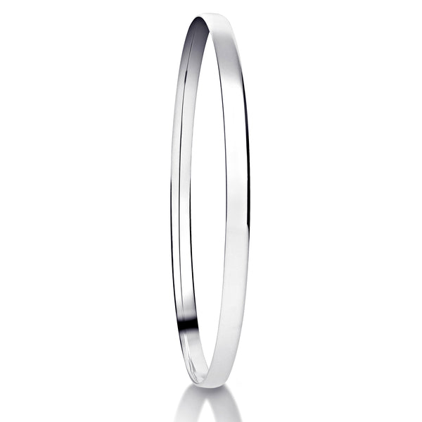 Soft Court White Gold Bangle | Plain Solid Stackable  | BG1005