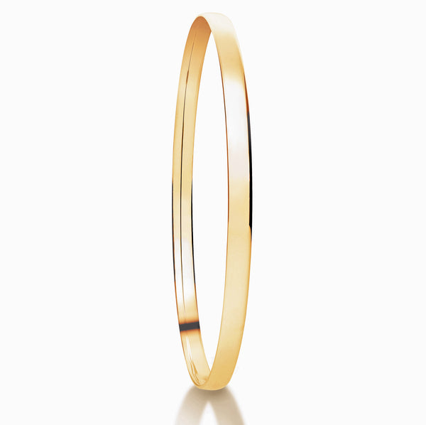 Soft Court Yellow Gold Bangle | Plain Solid Stackable  | BG1005