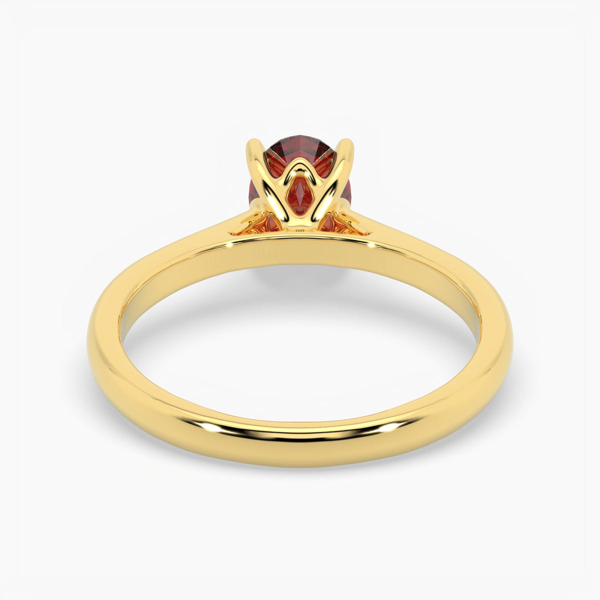 Oval Ruby Yellow Gold Engagement Ring, Lotus Cathedral Solitaire | RX10001RU