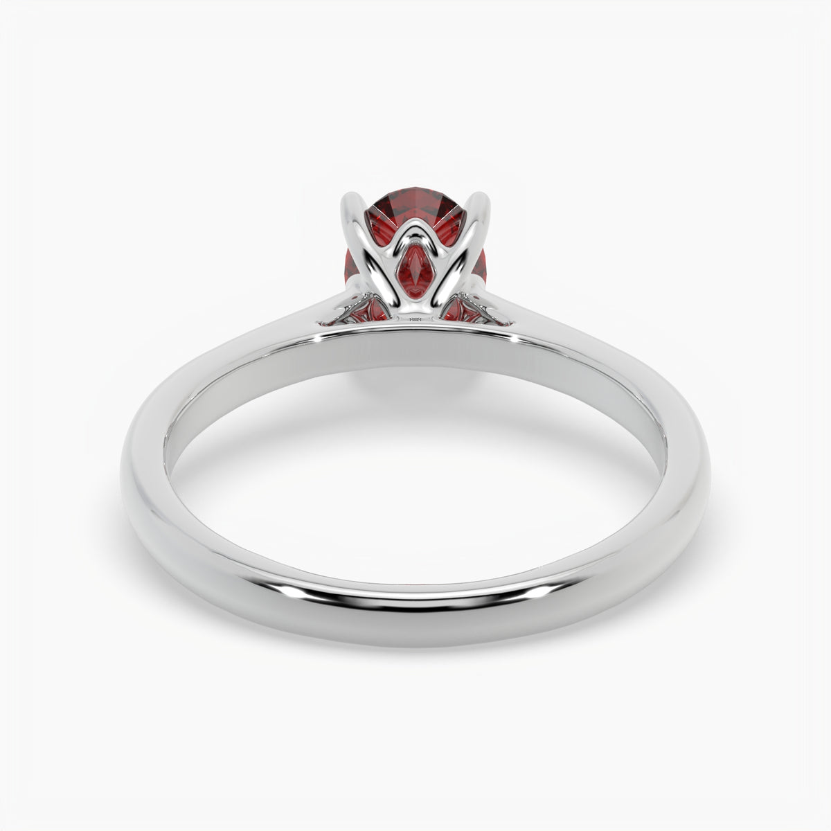 Oval Ruby Platinum Engagement Ring, Lotus Cathedral Solitaire | RX10001RU