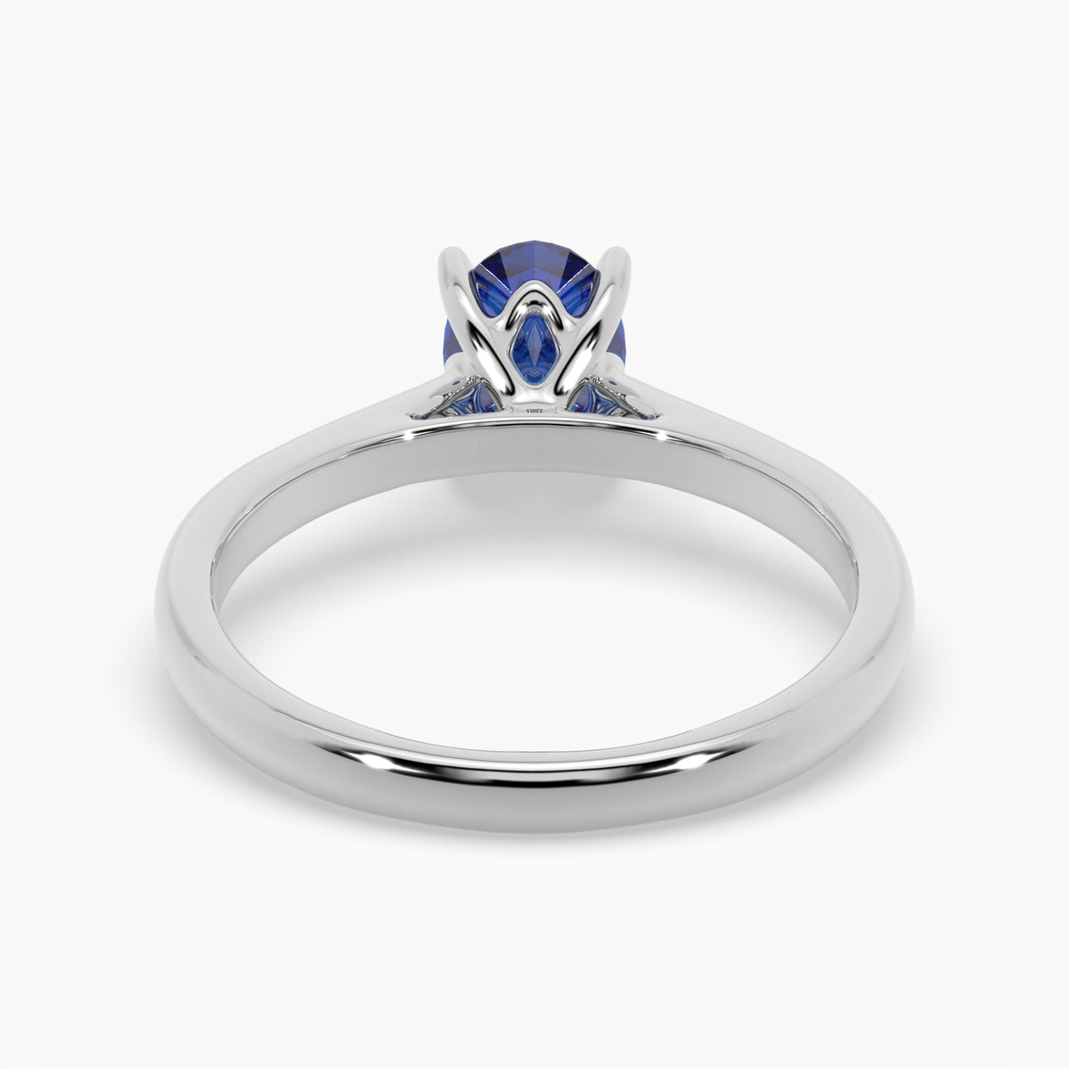 Oval Blue Sapphire Platinum Engagement Ring, Lotus Cathedral Solitaire | RX10001SA