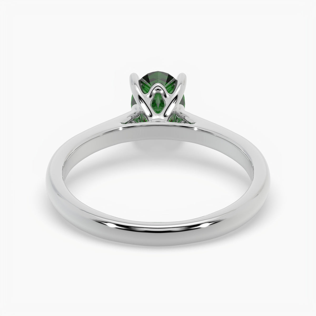 Oval Emerald Platinum Engagement Ring, Lotus Cathedral Solitaire | RX10001EM