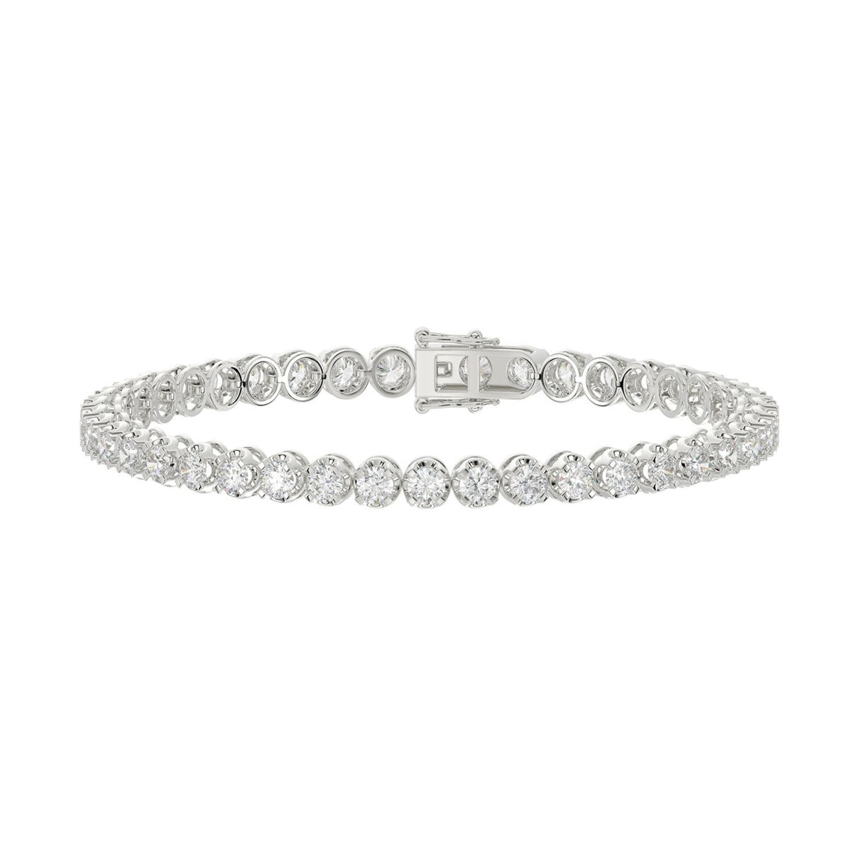Round Diamond White Gold Tennis Bracelet | Prong Set Round Basket 7.5" | TB1001