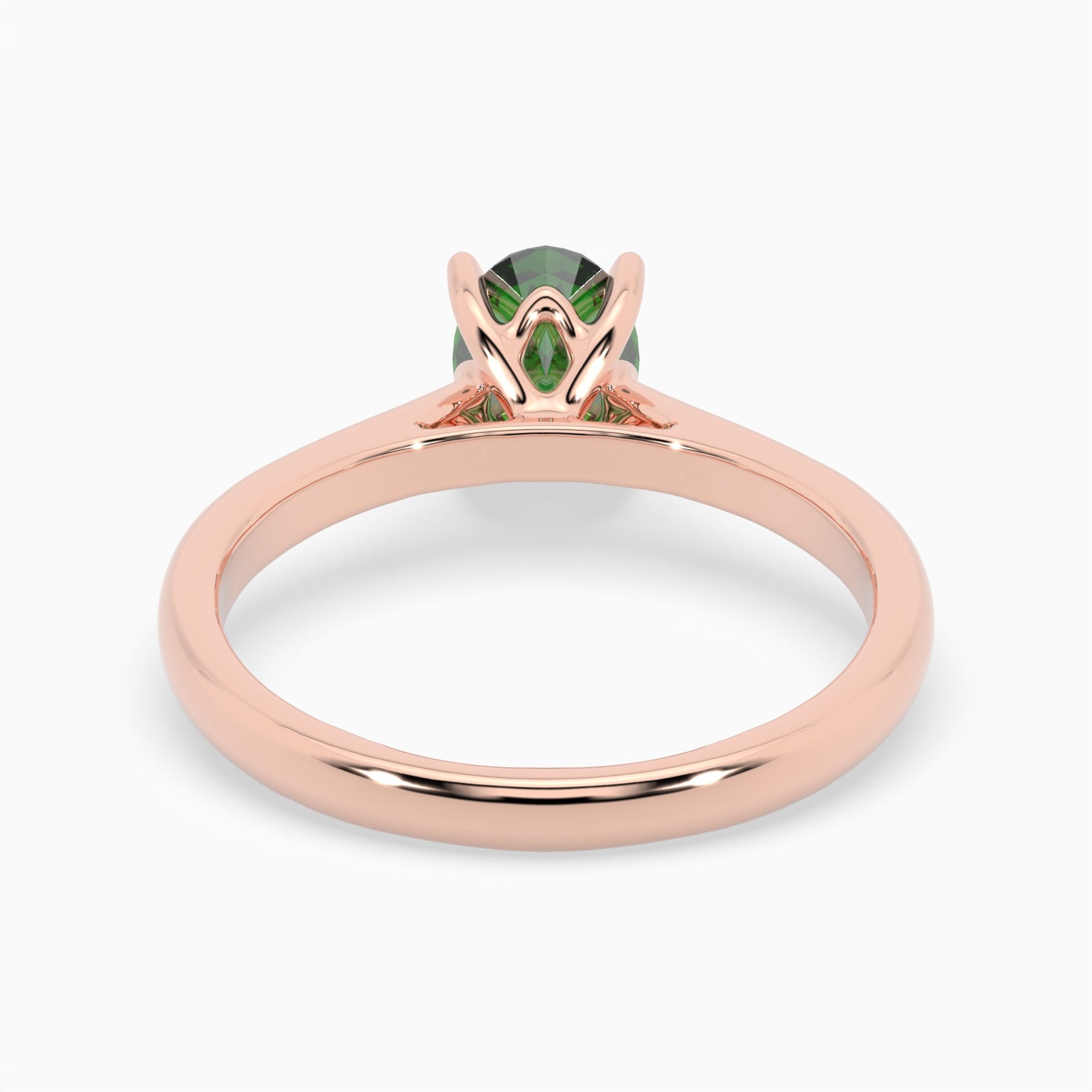 Oval Emerald Rose Gold Engagement Ring, Lotus Cathedral Solitaire | RX10001EM