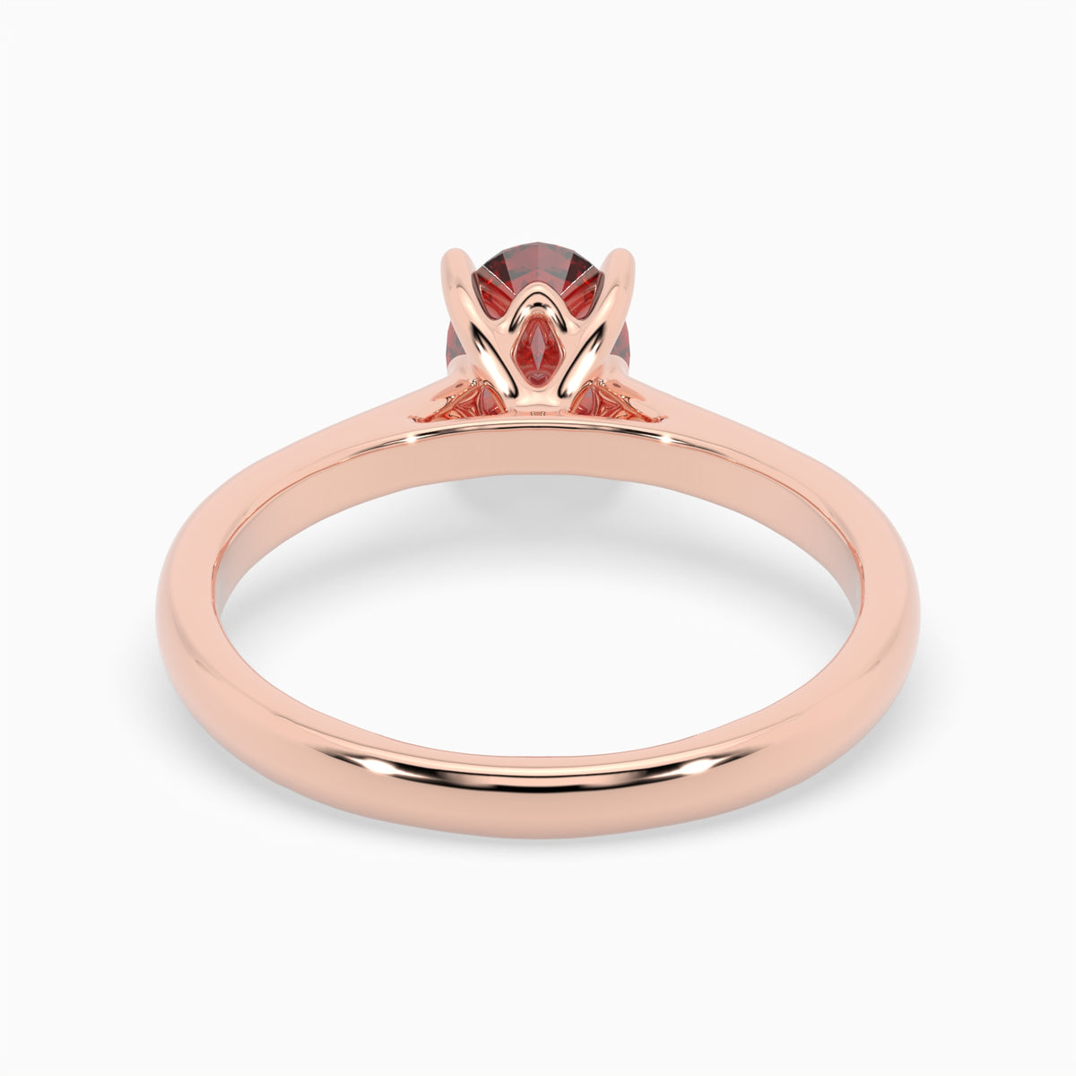 Oval Ruby Rose Gold Engagement Ring, Lotus Cathedral Solitaire | RX10001RU