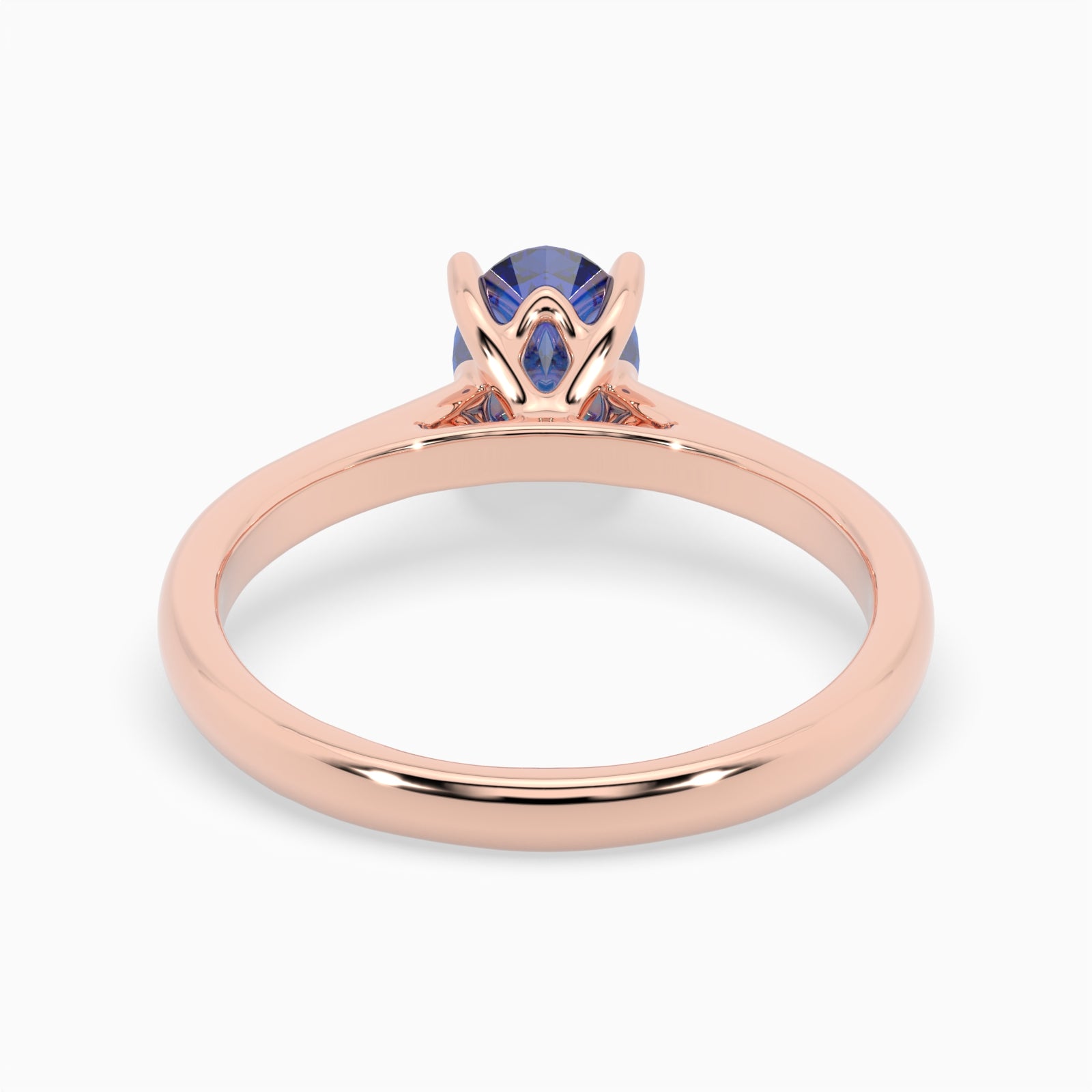 Oval Blue Sapphire Rose Gold Engagement Ring, Lotus Cathedral Solitaire | RX10001SA